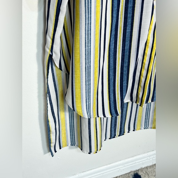 Jones New York Yellow Blue Striped Linen Button Up Tunic Blouse Size 3X - Picture 6 of 12